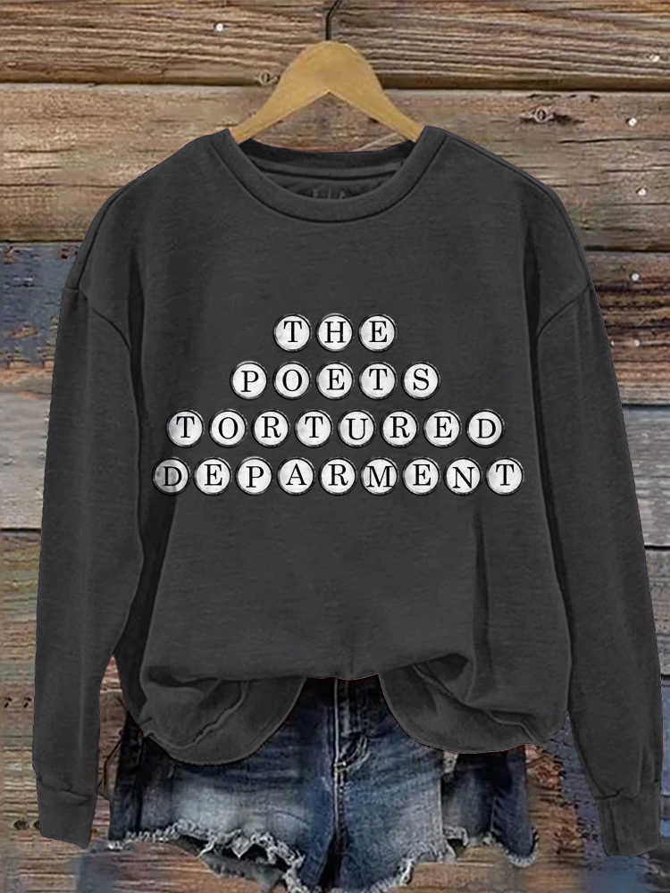 Music Album Typewriter Keyboard Print Casual Sweatshirt