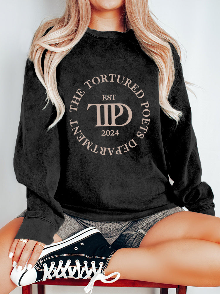 Music Album Inspired Letter Print Long Sleeve Sweatshirt