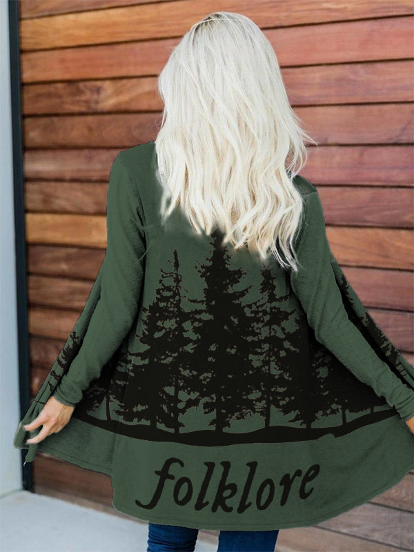 TS Folklore Music Album And Nature Print Long Sleeve Cardigan