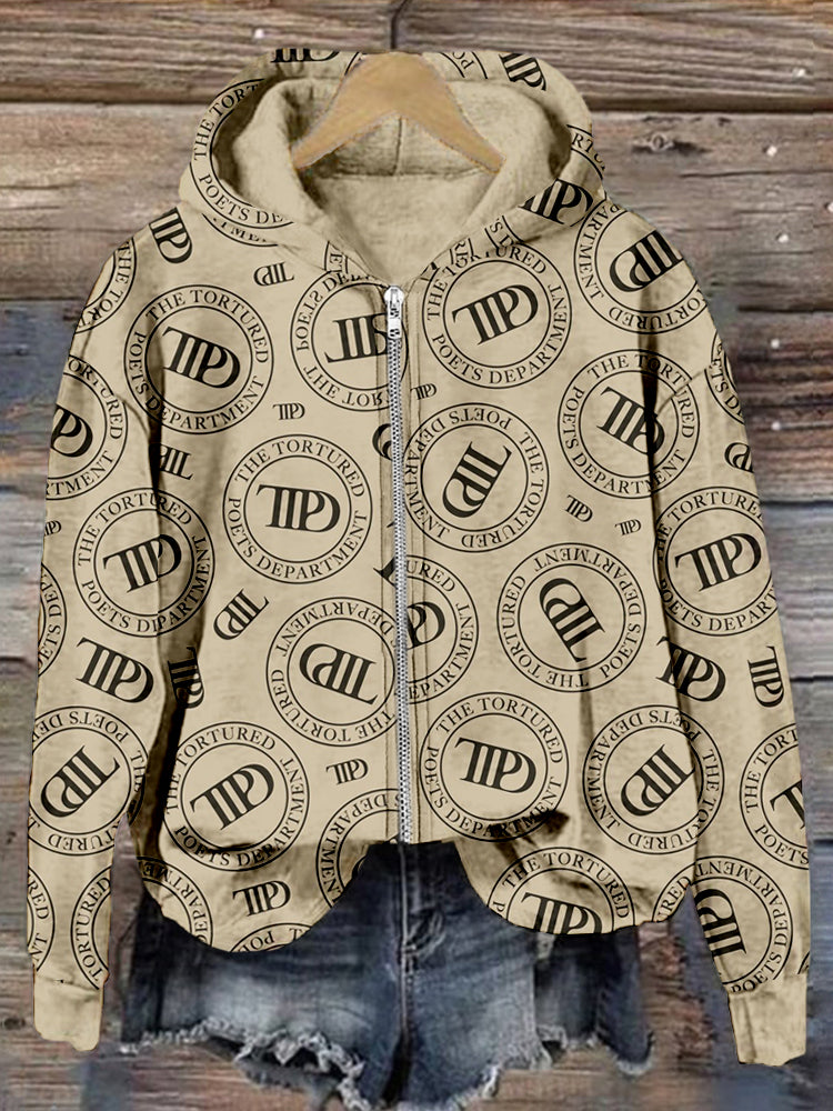 Vintage TTPD Inspired Pattern Zip Up Comfy Hoodie