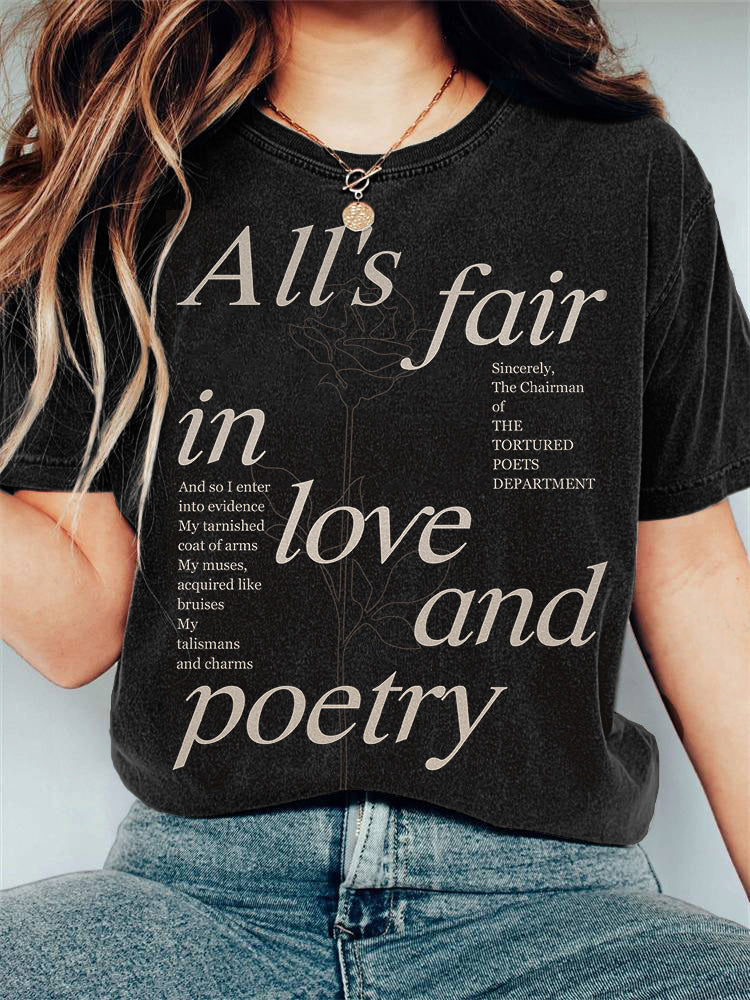 All's Fair In Love And Poetry Print Vintage T-Shirt