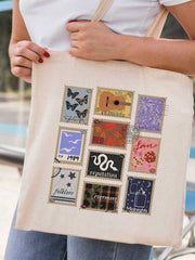 Music Album Stamp Print Canvas Bag