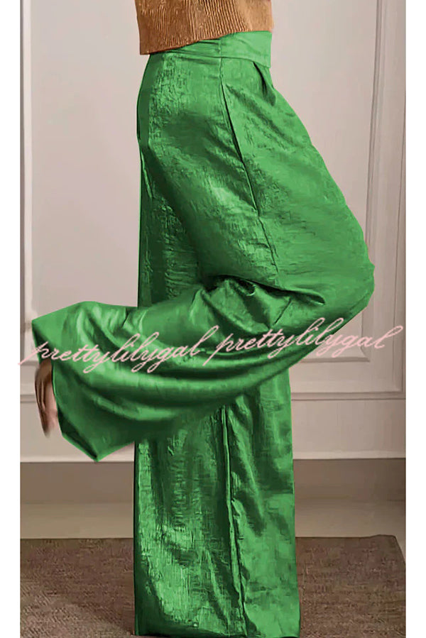 Fashionable Hot Stamping High Waist Casual Wide Leg Pants