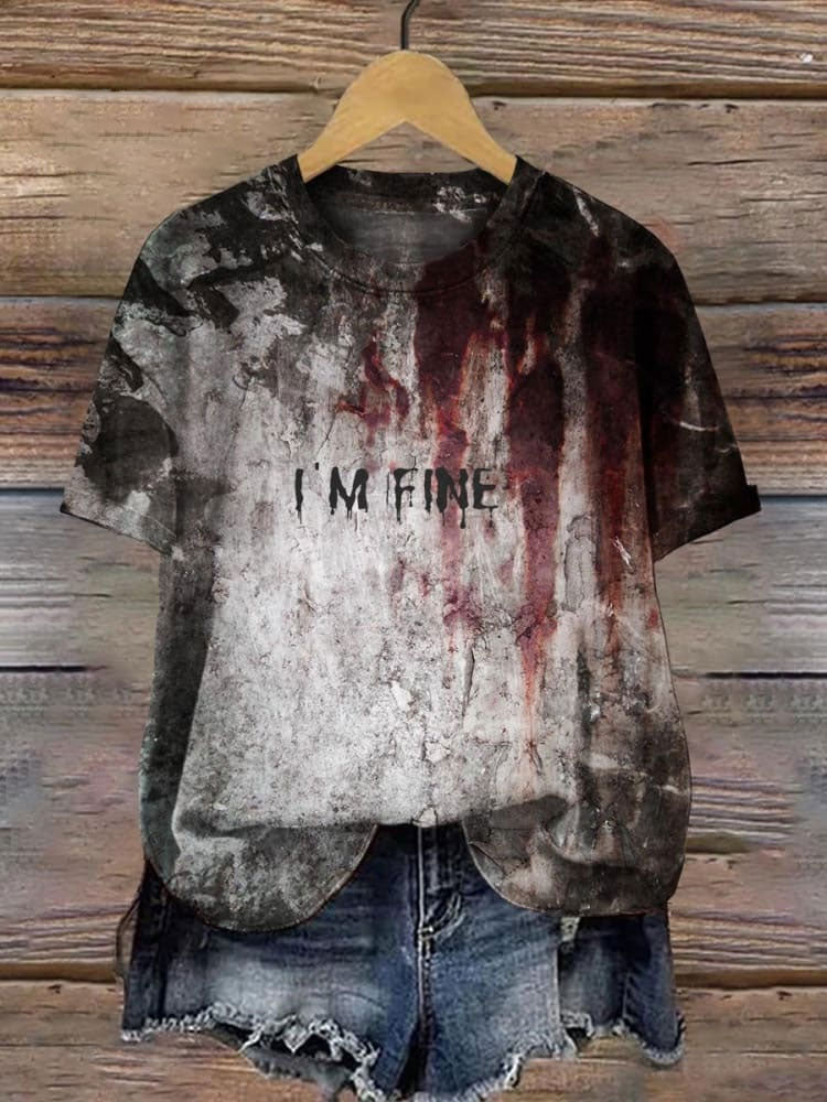 Men's Bloody I'm Fine Halloween Print T-shirt