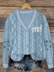 1989 Inspired Embroidered Cable Knit Cardigan