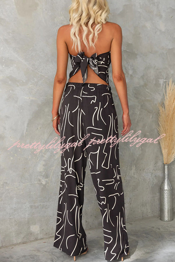 Fun Printed Off The Shoulder Top and Elastic Waist Pocket Pants Set