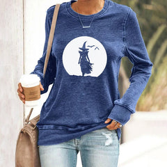 Halloween Salem Moon Witch Print Sweatshirt