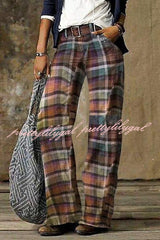 Kennan Vintage Plaid Straight Leg Pants