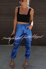 Something Great Satin Pocketed Elastic Waist Cargo Pants