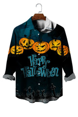 Men's Pumpkin Casual Long Sleeve Shirt