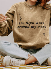 TS Folklore You Drew Stars Around My Scars Washed Sweatshirt