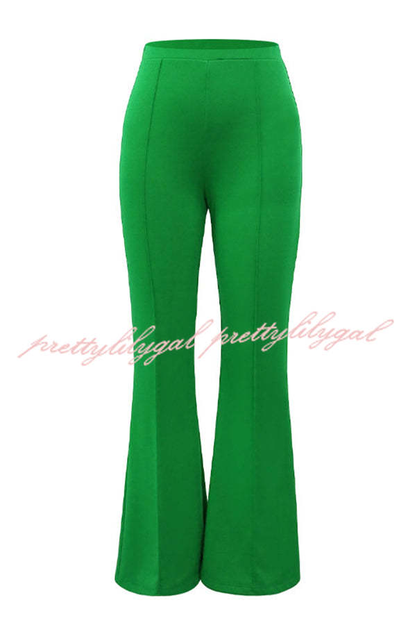 Downtown Dates High Rise Elastic Waist Stretch Flared Pants