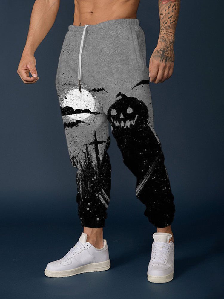 Men's Vintage Halloween Pumpkin Ghost Art  Sweatpants