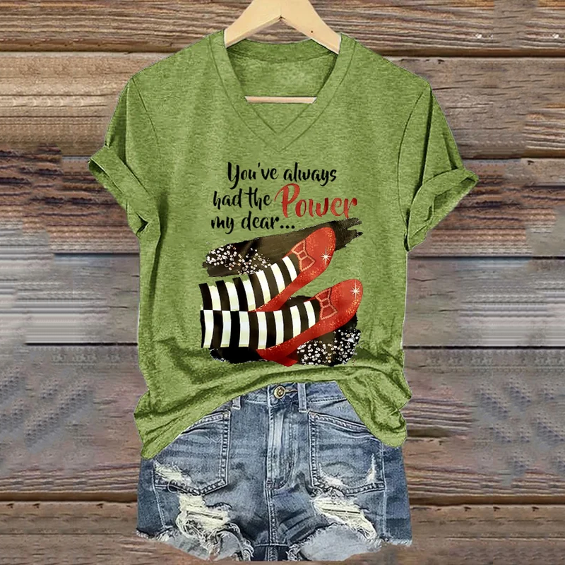 Classic Ruby Shoes Halloween You've Always Had The Power My Dear Painting V-Neck T-Shirt