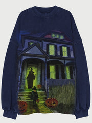 The Witching Hour Halloween Art Washed Sweatshirt