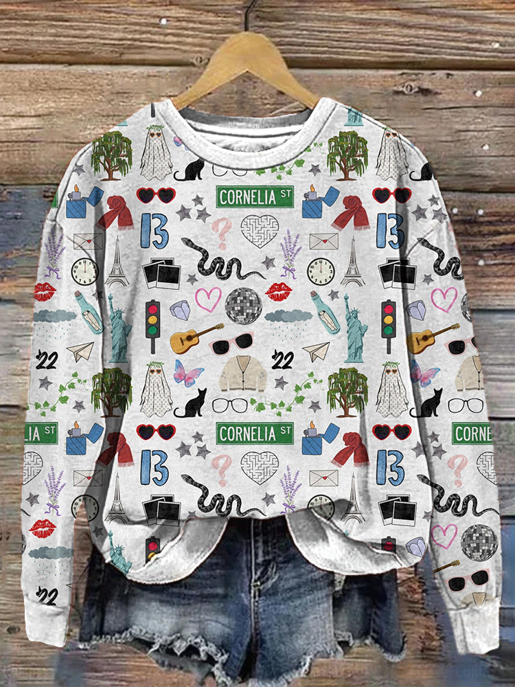 Music Album Print Casual Cozy Sweatshirt