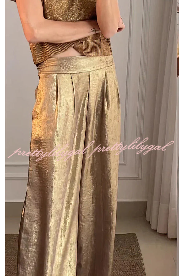 Fashionable Hot Stamping High Waist Casual Wide Leg Pants