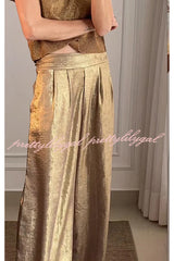 Fashionable Hot Stamping High Waist Casual Wide Leg Pants