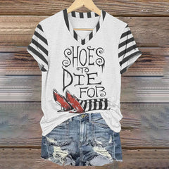 Classic Ruby Red Shoes To Die For Pattern Halloween Witch Legs Painting V-Neck T-Shirt