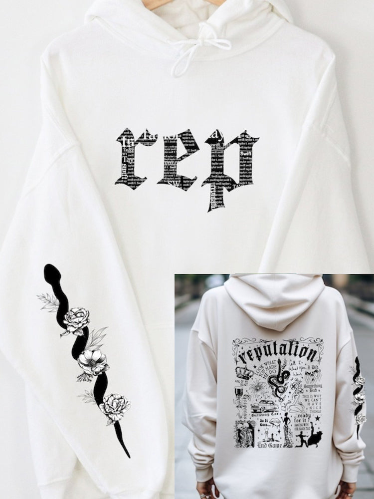 Rep & Snake Pattern Casual Hooded