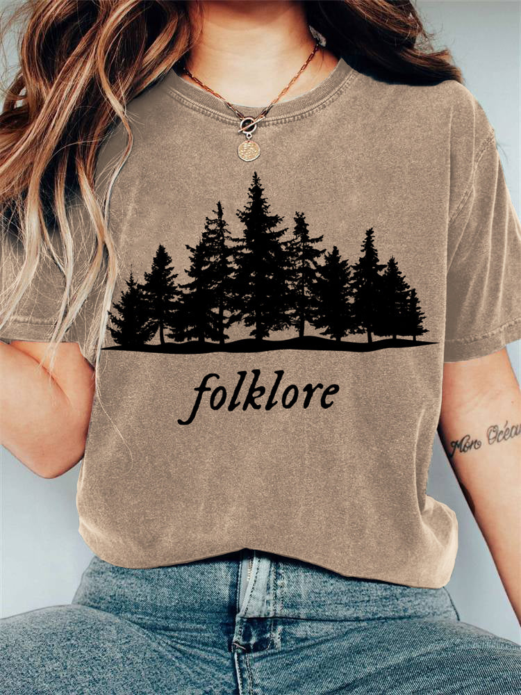 TS Folklore Music Album And Nature Print T-Shirt