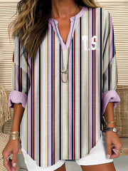 Music Album Inspired Stripes Linen Blend Cozy Tunic