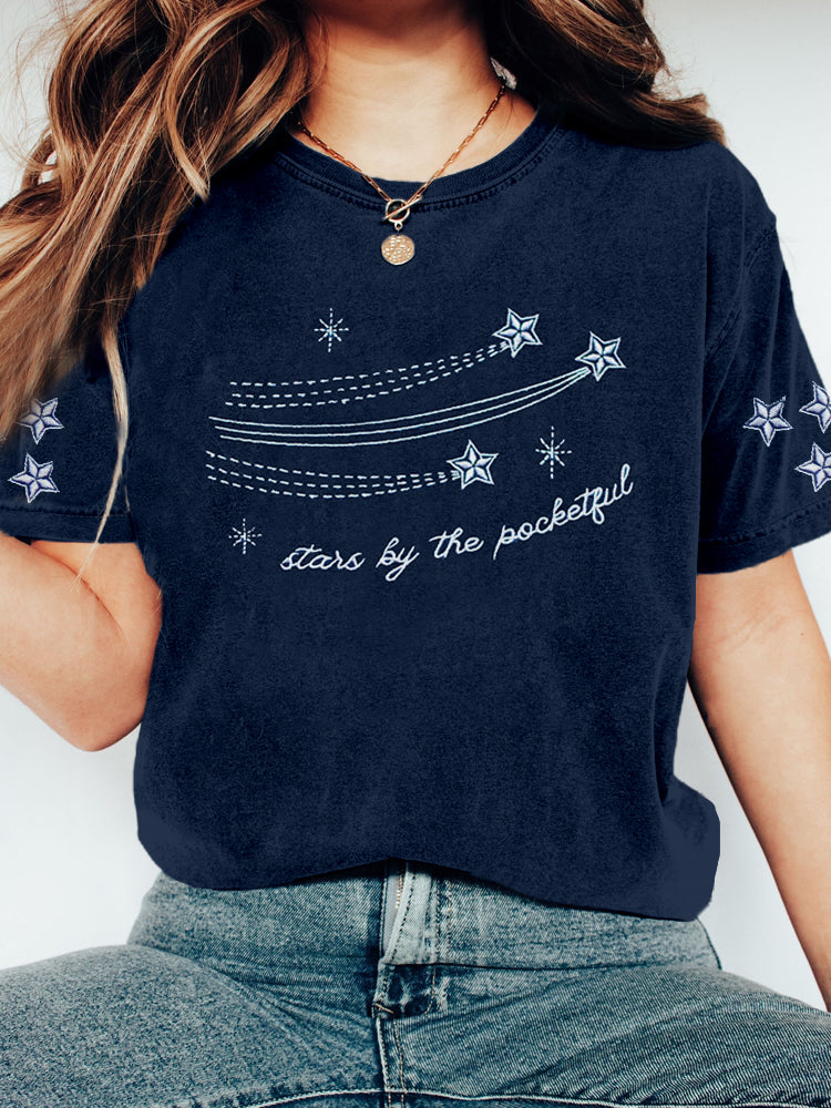 Midnights Stars by the Pocketful Embroidery Washed T Shirt