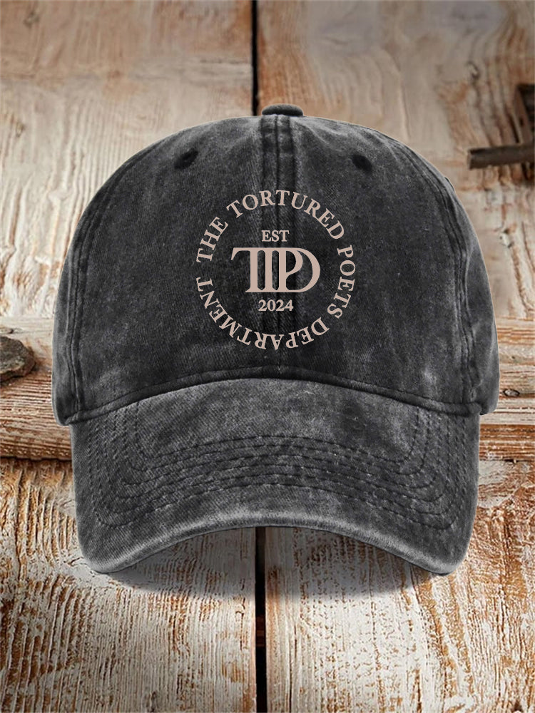 Music Album Inspired Letter Print Washed Hat