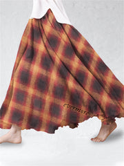 Album Inspired Vintage Plaid Flowy Wide Skirt