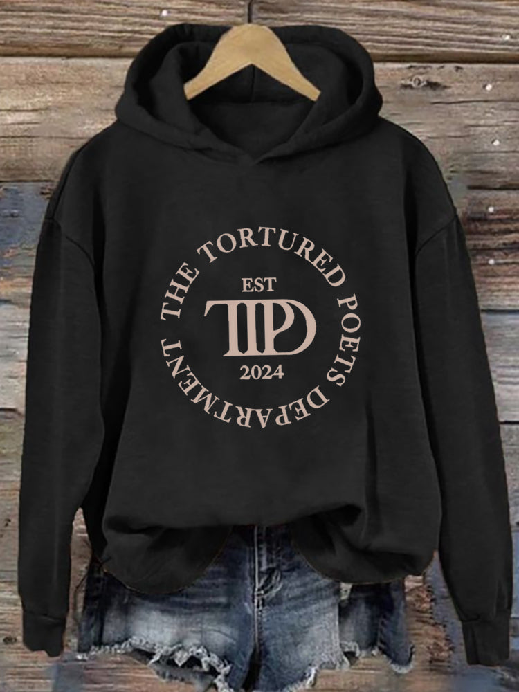 Music Album Inspired Letter Print Long Sleeve Hoodie