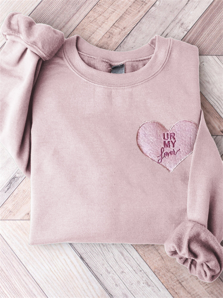 Lover UR My Lover Heart Embroidered Sweatshirt