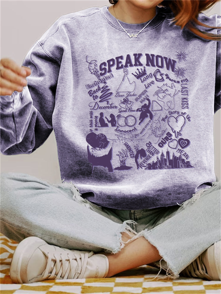 TS Speak Now Songs Graphic Vintage Washed Sweatshirt