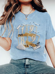 1989 Envelope & Seagull Print Women's Vintage T-Shirt