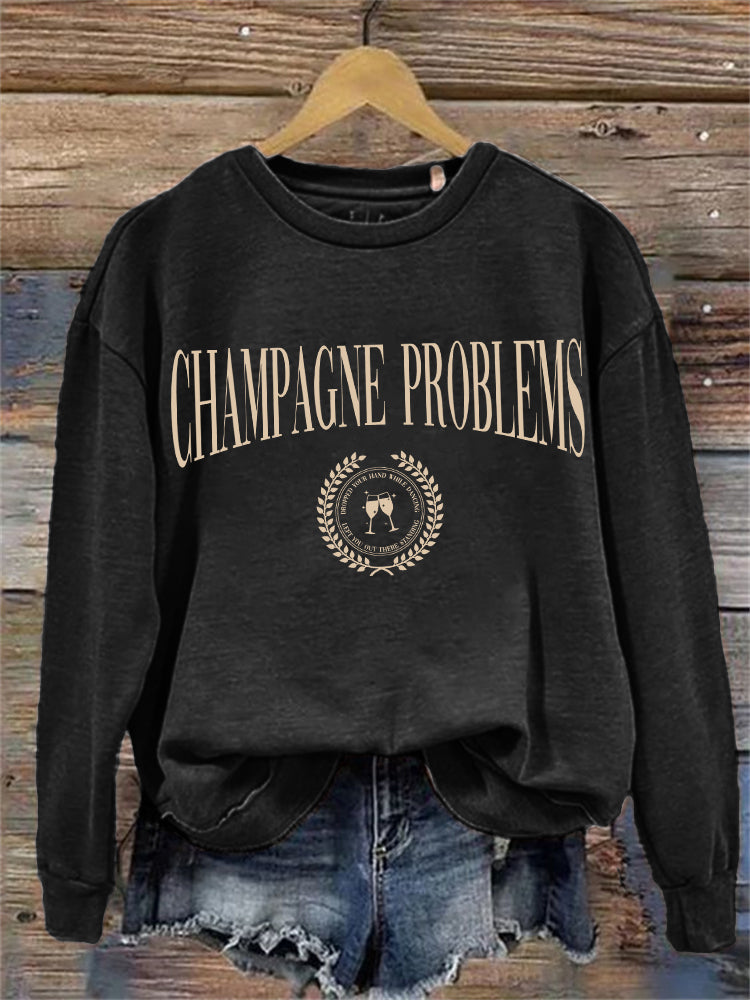 Champagne Problems Graphic Washed Sweatshirt