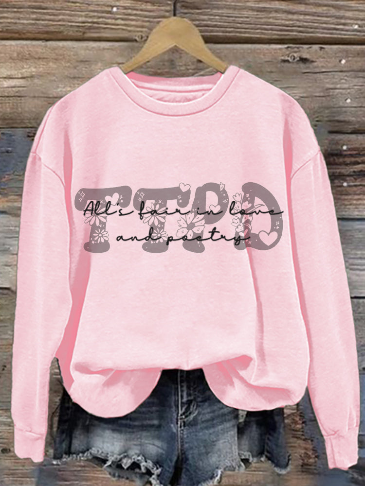 Music Album Inspired Letter Print Long Sleeve Sweatshirt