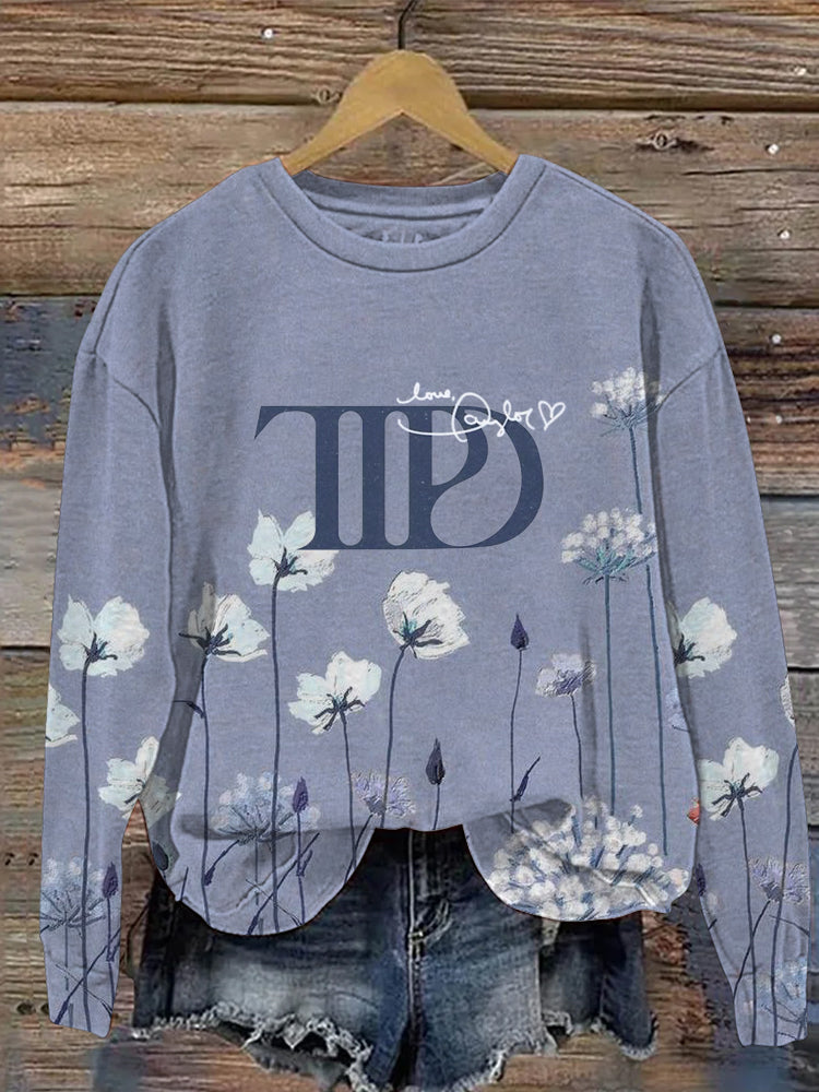 Floral & Alphabet Print Casual Sweatshirt