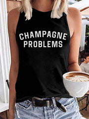 TS Champagne Problems Graphic Round Neck Tank Top