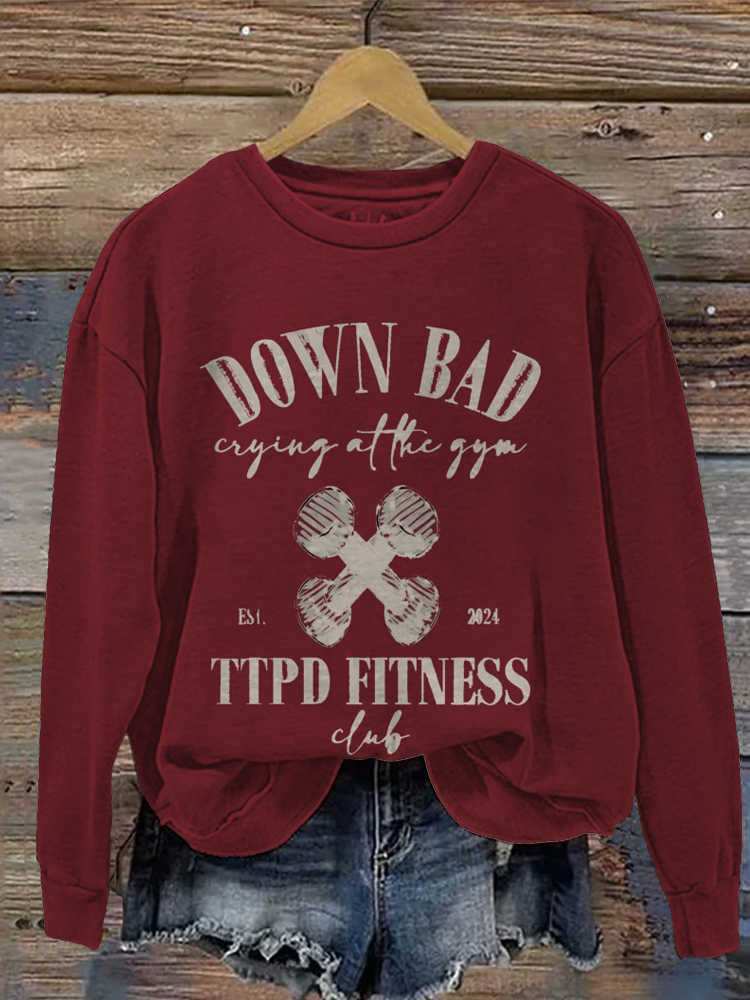 I'm Down Bad Crying At The Gym Vintage Casual Sweatshirt