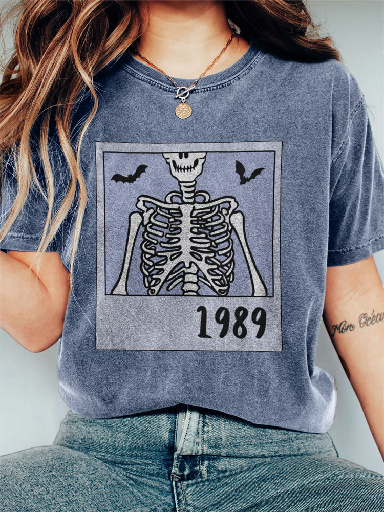 Halloween Skeleton Music Album Inspired Vintage Washed T Shirt