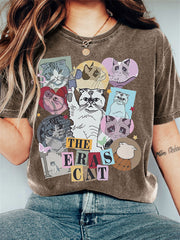 The Eras Cat Stickers Graphic Vintage T Shirt