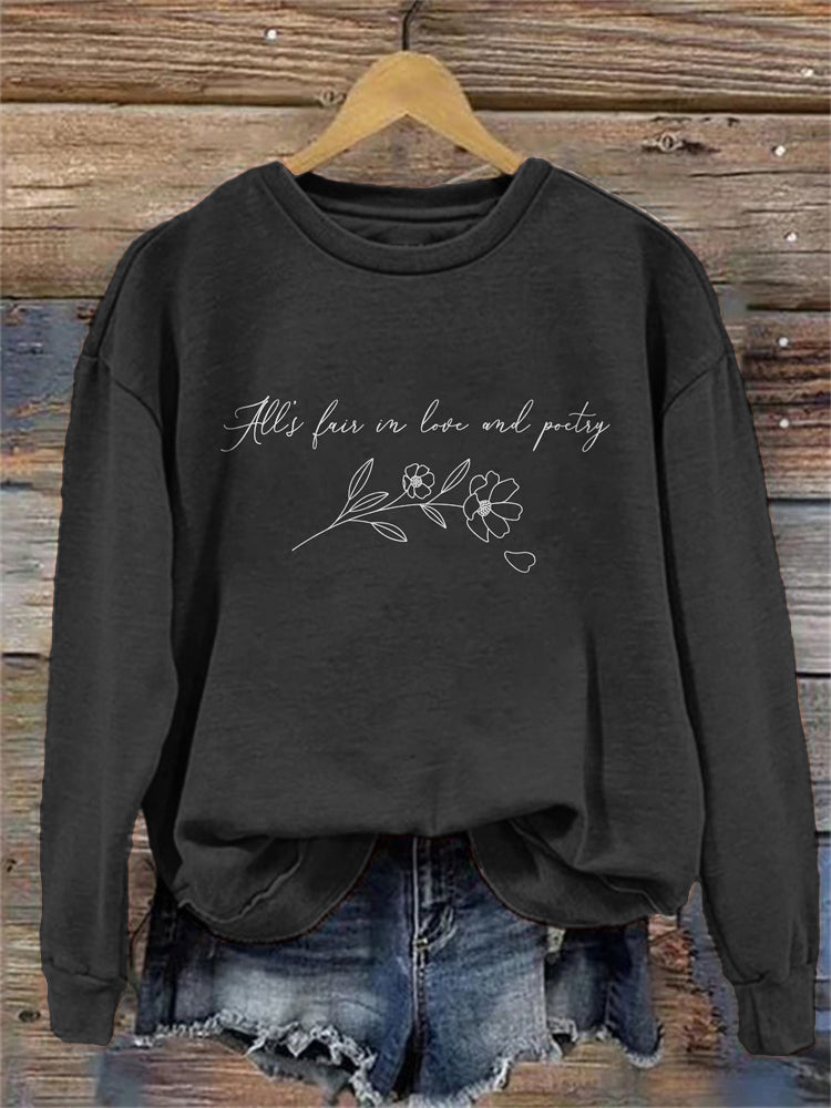 All's Fair in Love and Poetry Cozy Crew Neck Sweatshirt