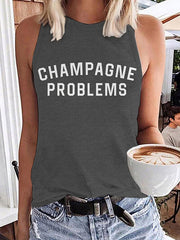 TS Champagne Problems Graphic Round Neck Tank Top