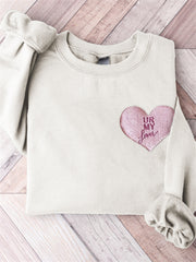 Lover UR My Lover Heart Embroidered Sweatshirt