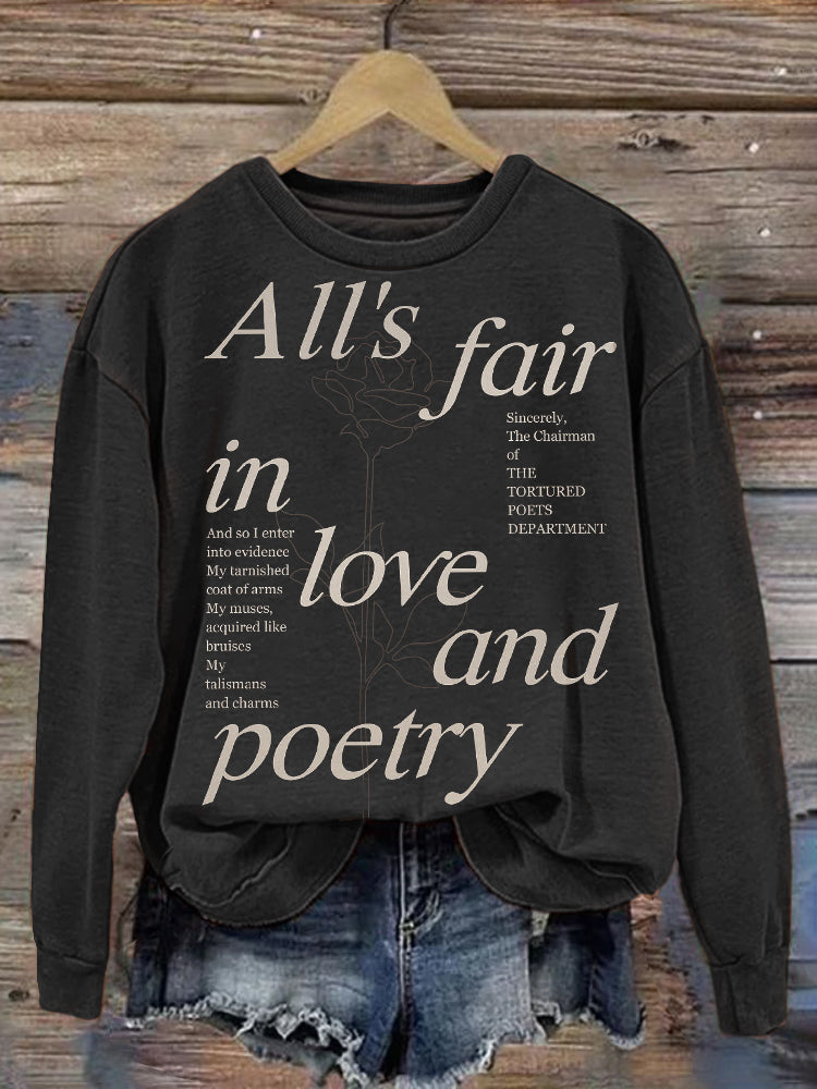 All's Fair In Love And Poetry Print Vintage Sweatshirt