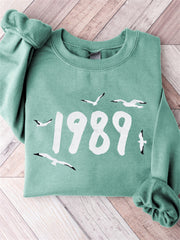 1989 Seagulls Embroidery Art Comfy Sweatshirt