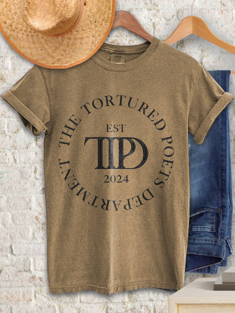 The Tortured Poets Department Embroidery Pattern Casual T-Shirt