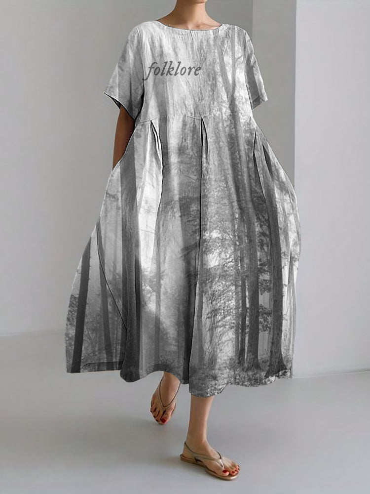 Album Inspired Forest Linen Blend Maxi Dress