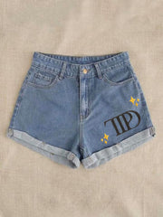 Poetry Album Star Embroidery Women's Denim Shorts