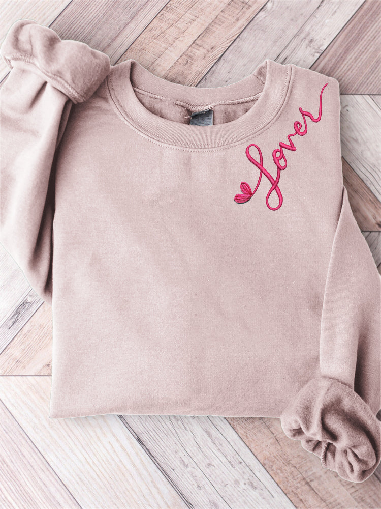 Lover Heart Embroidered Comfy Sweatshirt