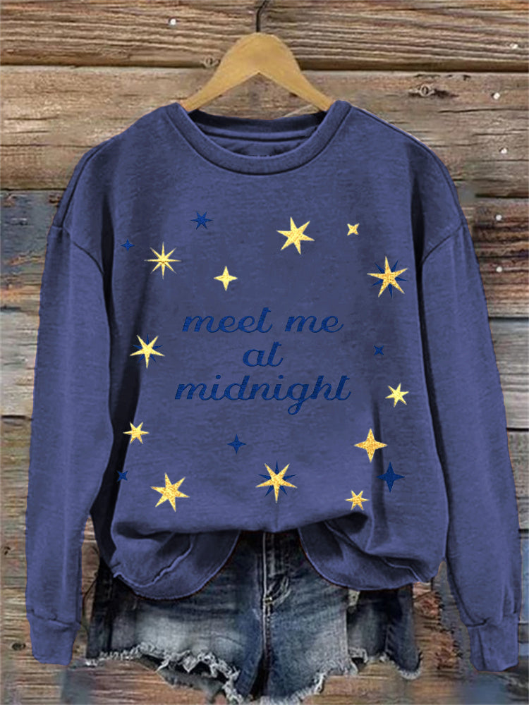 Meet Me At Midnight Print Casual Sweatshirt